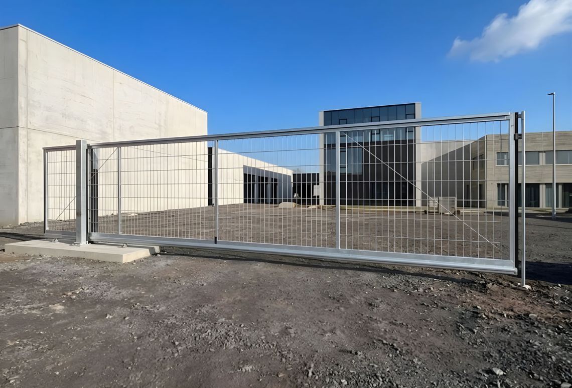 Elektrische Schuifpoort - zijaanzicht - gemonteerd